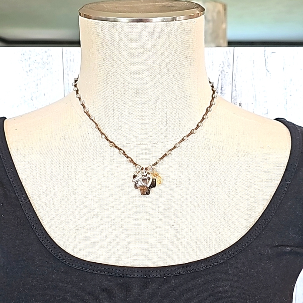 BRIGHTON SMOKY IRIDESCENT CROSS NECKLACE, BRACELET & EARRING SET